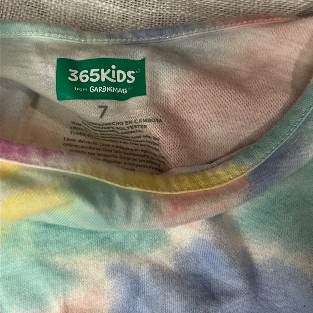 365KIDS TIE DYE $ PINK STRIPED SHIRT WITH RUFFLE SLEEVES SET OF 2